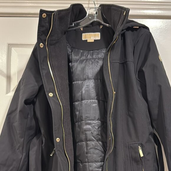 Michael Kors belted removable hood insulated length water/windproof coat size L - Picture 5 of 7
